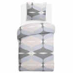 Pościel bawełniana 140x200 Forma Stone szara w geometryczny wzór, Cottonlove