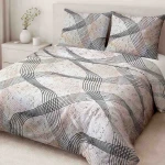 Pościel bawełniana 140x200 Flow szara w falujące linie, Cottonlove