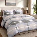 Pościel bawełniana 220x200 Forma Stone szara w geometryczny wzór, Cottonlove