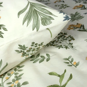 Poszewka satynowa 40x40 Verbena zielona w kolorowe kwiaty i liście, Satynlove