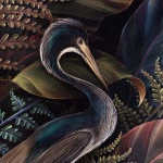 Pościel satyna bawełniana 160x200 Puerto, czarna w kolorowe kwiaty, liście i ptaki, Luxury Premium