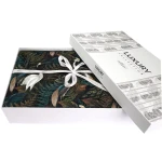 Pościel satyna bawełniana 220x200 Puerto, czarna w kolorowe kwiaty, liście i ptaki, Luxury Premium