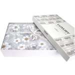 Pościel satyna bawełniana 160x200 Solara, szara w białe kwiaty, Luxury Premium