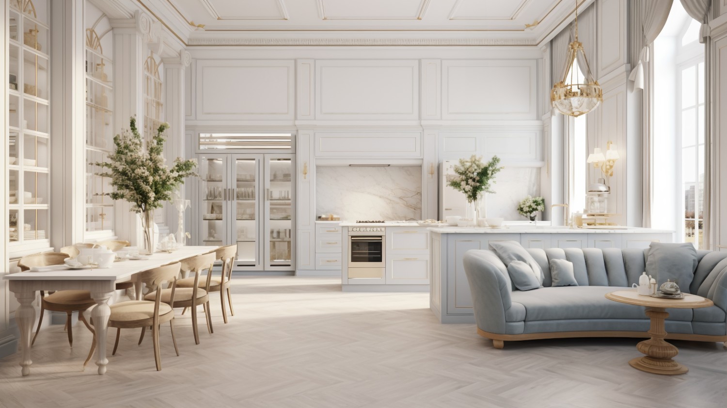 salon nowojorski z kuchnia