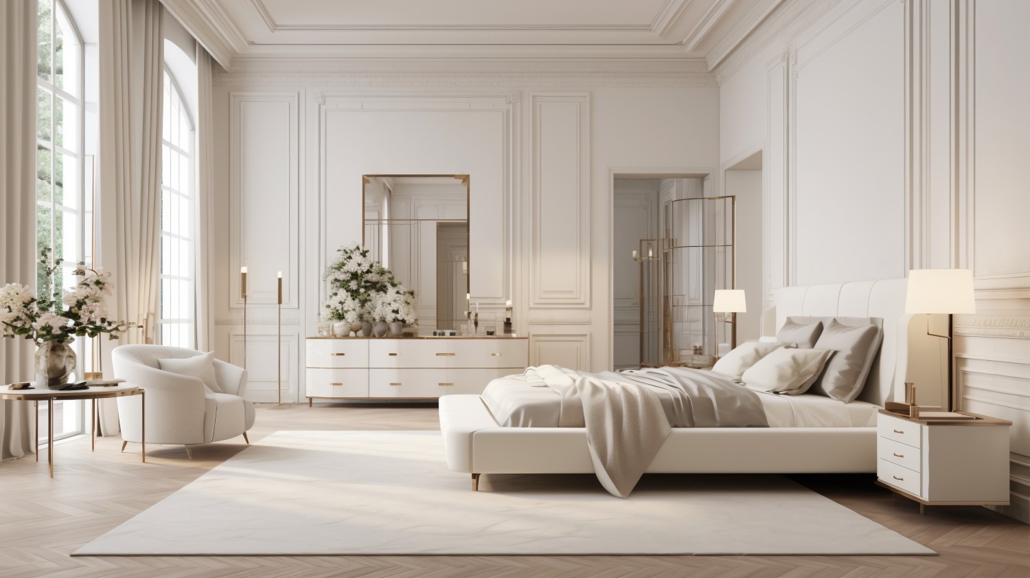 sypialnia biala glamour