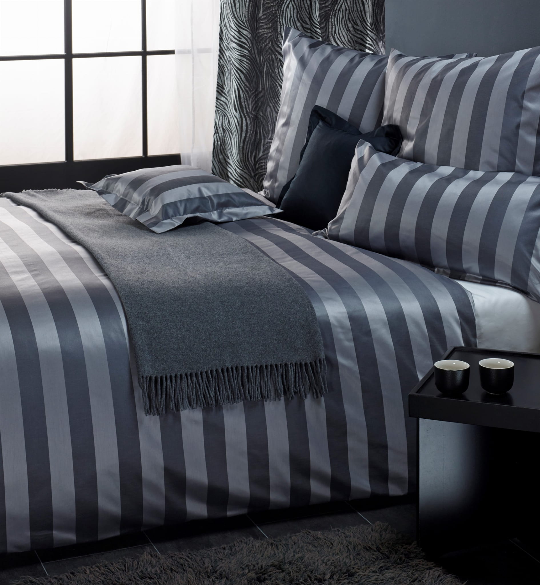 Pościel bawełniana 200x220 cm Como steel gray, mako-adamaszek, Curt Bauer